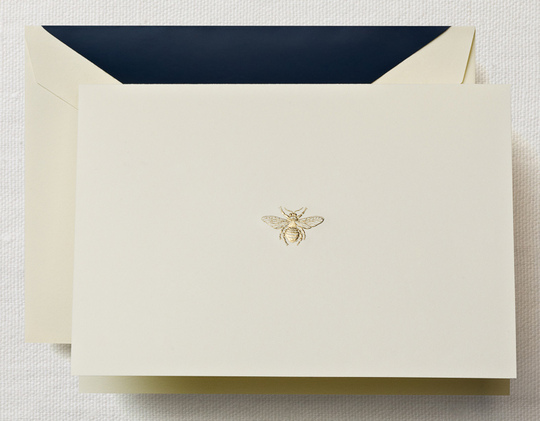 Bumble Bee Boxed Folded Note Cards - Hand Engraved